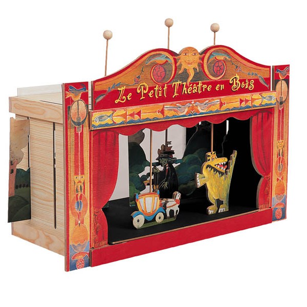 Théâtre de marionnettes Théâtre en bois avec rideau en…