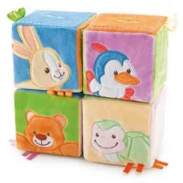 CUBES A MANIPULER TISSU 9x9cm Lot de 4